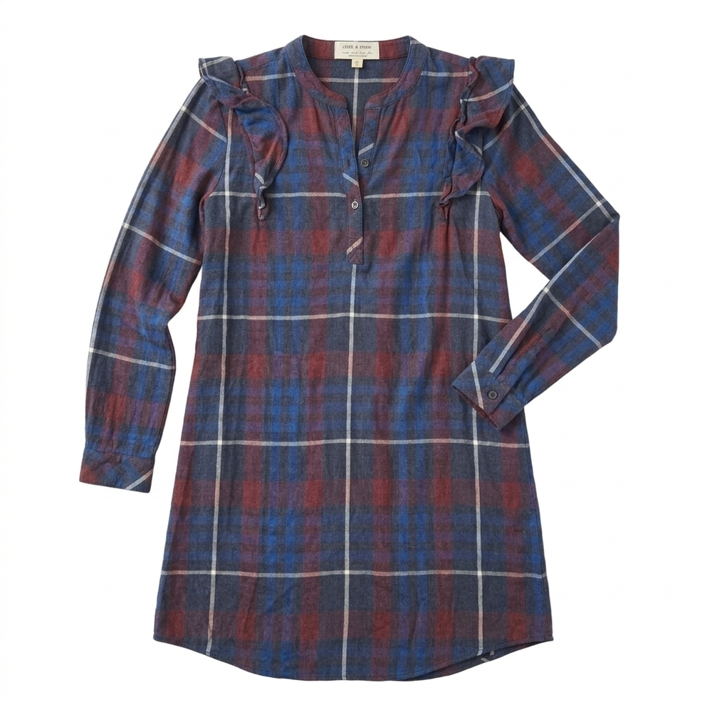 Cloth & Stone Blue and Red Plaid Top